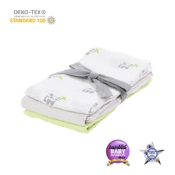 Kiki And Sebby PANDA Bamboo Cotton Muslin Squares – 3 Pack