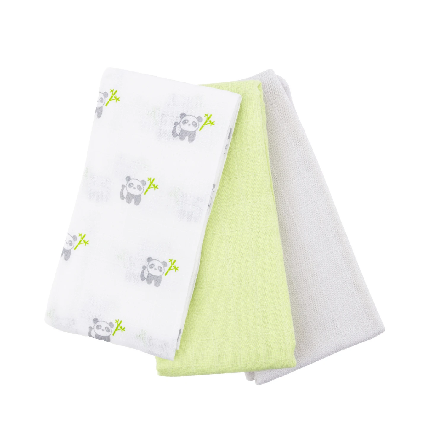 Kiki And Sebby PANDA Bamboo Cotton Muslin Squares – 3 Pack 2 Kiki And Sebby PANDA Bamboo Cotton Muslin Squares – 3 Pack - Image 2
