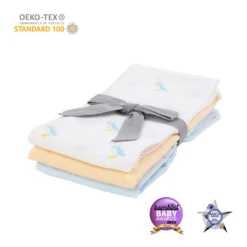 Kiki And Sebby PUFFIN Bamboo Cotton Muslin Squares – 3 Pack