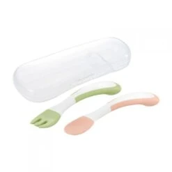 Richell T.L.I Easy-Grip Spoon & Fork With Case 2Set