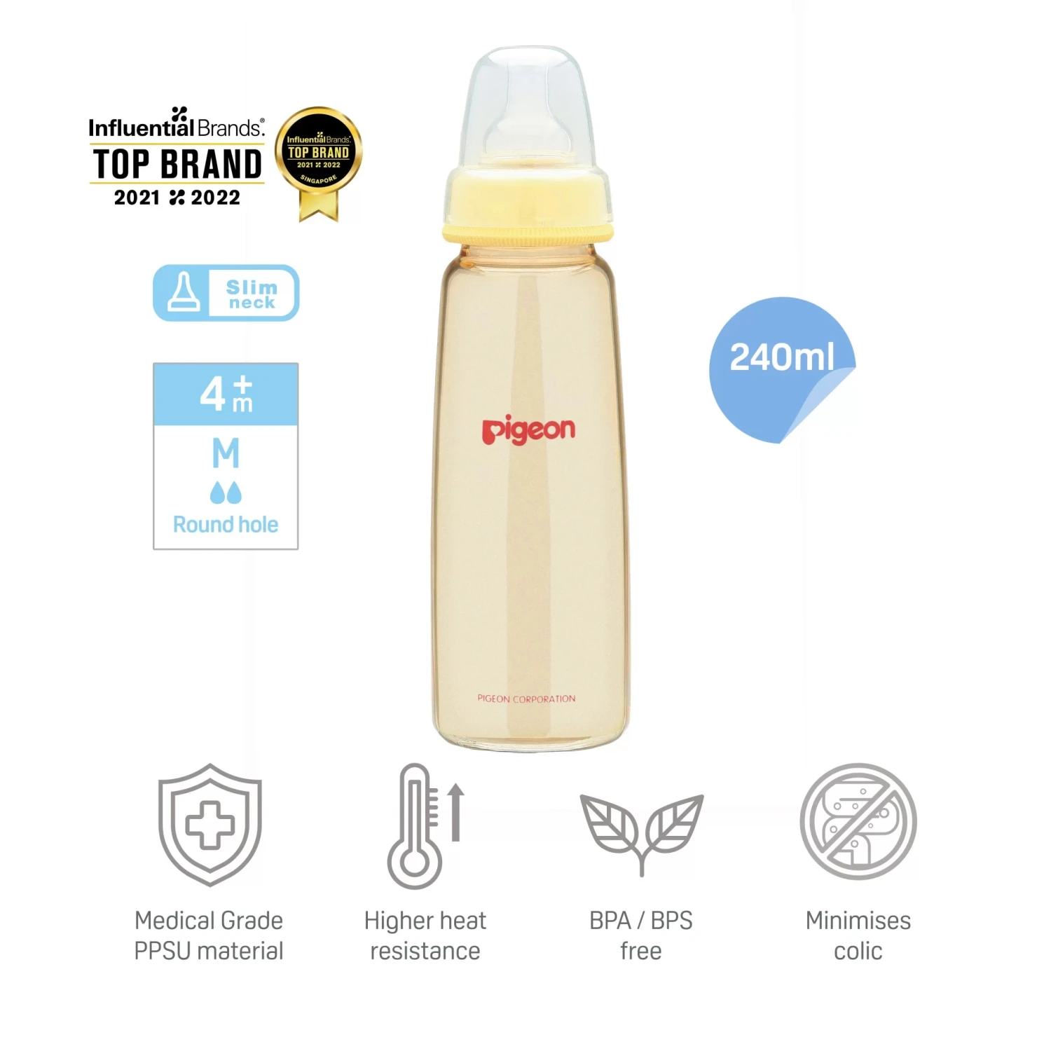 Pigeon Flexible Slim Neck Nursing Bottle PPSU 240ml X2 1 Pigeon Flexible Slim Neck Nursing Bottle PPSU 240ml X2