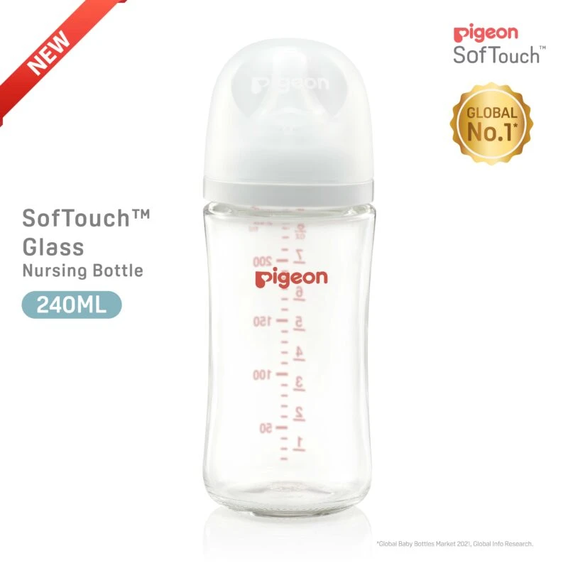 Pigeon SofTouch™ Nursing Bottle Glass 240ml 1 Pigeon SofTouch™ Nursing Bottle Glass 240ml