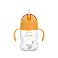 Evorie Tritan Gravity Straw 360 Sippy Cup Water Bottle 200ml, Apricot