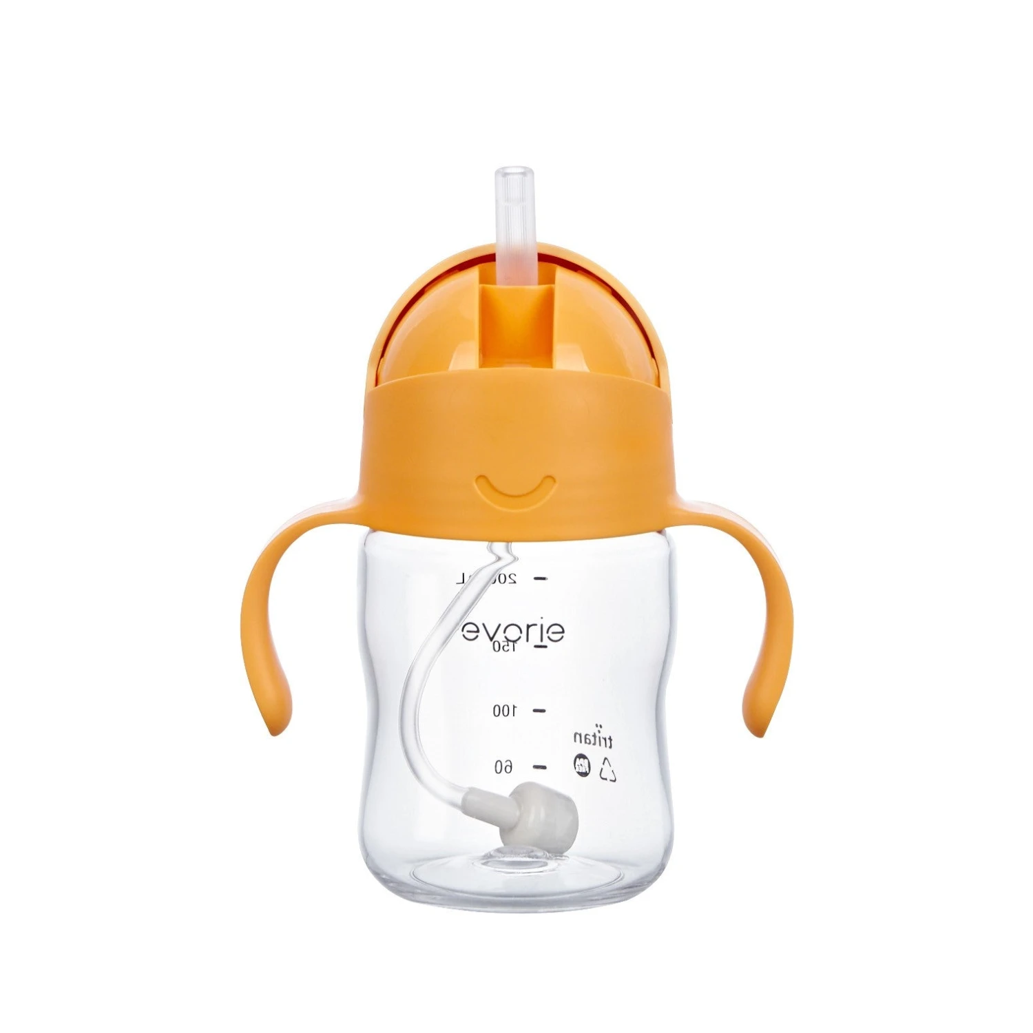 Evorie Tritan Gravity Straw 360 Sippy Cup Water Bottle 200ml, Apricot 1 Evorie Tritan Gravity Straw 360 Sippy Cup Water Bottle 200ml, Apricot