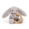 JellyCat Bashful Silver Bunny Wooden Ring Toy