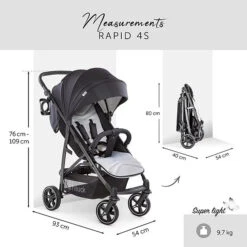 Hauck Rapid 4S Stroller (Black): Multi-Terrain, Travel System, One-Hand Fold -Baby Products Sale Store HauckRapid4SStroller Black Multi Terrain TravelSystem One HandFold 3