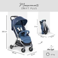 Hauck Swift Plus Stroller (Blue): Lightweight, One-Hand Fold 14 Hauck Swift Plus Stroller (Blue): Lightweight, One-Hand Fold -Baby Products Sale Store HauckSwiftPlusStroller Blue Lightweight One HandFold 3