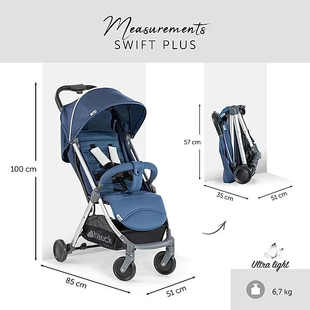 Hauck Swift Plus Stroller (Blue): Lightweight, One-Hand Fold 3 Hauck Swift Plus Stroller (Blue): Lightweight, One-Hand Fold - Image 3