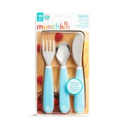 Munchkin Splash™ Toddler Fork, Knife & Spoon Set -Baby Products Sale Store MK17359MunchkinSplash ToddlerFork Knife SpoonSet Blue 04