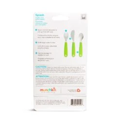 Munchkin Splash™ Toddler Fork, Knife & Spoon Set -Baby Products Sale Store MK17359MunchkinSplash ToddlerFork Knife SpoonSet Blue 05
