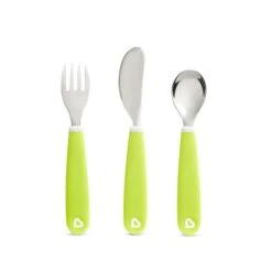 Munchkin Splash™ Toddler Fork, Knife & Spoon Set -Baby Products Sale Store MK17360MunchkinSplash ToddlerFork Knife SpoonSet Green 01