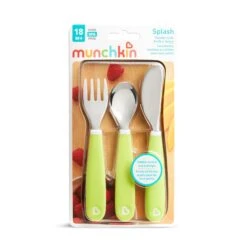 Munchkin Splash™ Toddler Fork, Knife & Spoon Set -Baby Products Sale Store MK17360MunchkinSplash ToddlerFork Knife SpoonSet Green 04
