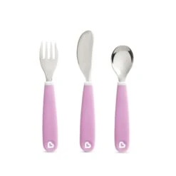 Munchkin Splash™ Toddler Fork, Knife & Spoon Set -Baby Products Sale Store MK17362MunchkinSplash ToddlerFork Knife SpoonSet Purple 01
