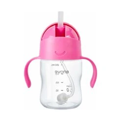 Evorie Tritan Gravity Straw 360 Sippy Cup Water Bottle 200ml, Strawberry