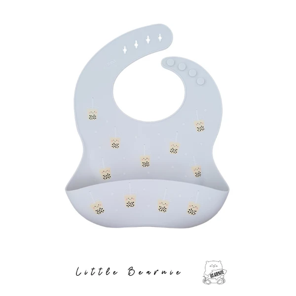 Little Bearnie Silicone Bib - Boba (Grey) 1 Little Bearnie Silicone Bib - Boba (Grey)