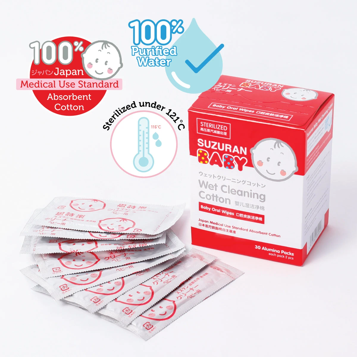 Suzuran Baby Wet Cleaning Cotton 30 Pcs 4 Suzuran Baby Wet Cleaning Cotton 30 Pcs - Image 4