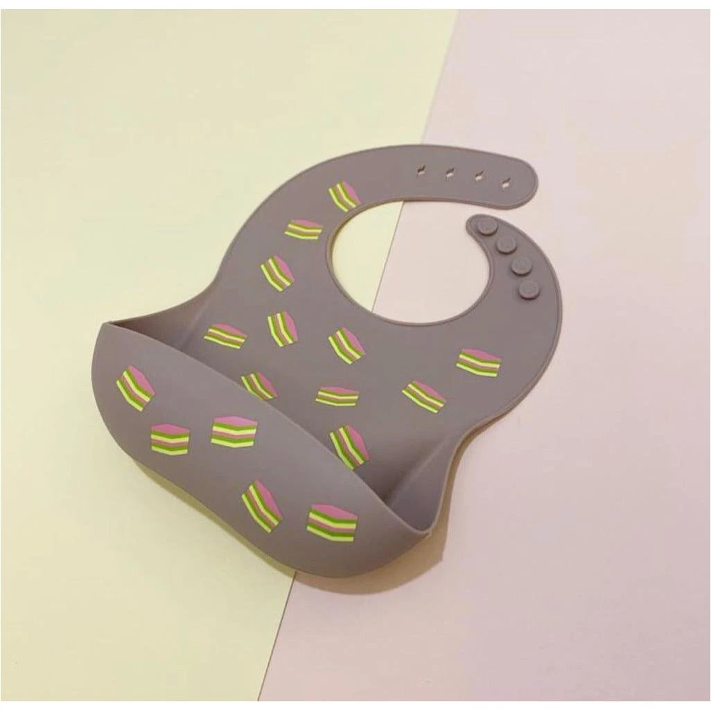 Chubby Junkie Kueh Lapis Silicone Bib - Purplish Peach 1 Chubby Junkie Kueh Lapis Silicone Bib - Purplish Peach