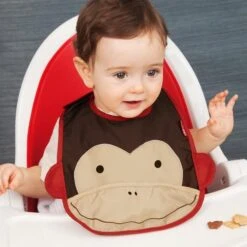 Skip Hop Zoo Tuck-Away Bib - Monkey -Baby Products Sale Store baby bib skip hop zoo tuck away bib monkey 4