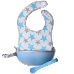 B.box Travel Bib W/ Baby Spoon (Shining Stars)