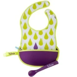 B.box Travel Bib W/ Baby Spoon (Splish Splash)
